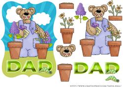 Dad Birthday, Father's Day with Garden Bear Bracket Shape