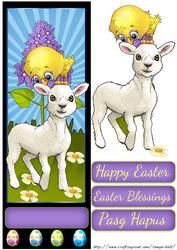 Cute Easter Lamb and Chick Large Dl Quick Card