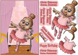Pink Ballet Dancer Step by Step Card