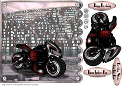 Flame Motorbike, Motorcycle Birthday Card