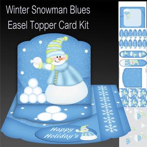 Winter Blues Snowman Easel Topper Card Kit