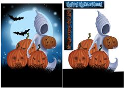 Ghost and Pumpkin Halloween Card