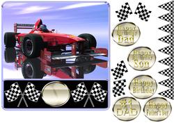 Red Racing Card on Reflective Background and Base