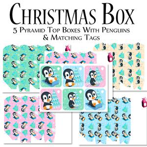 5 Penguin Gift Boxes and a Set of Tags
