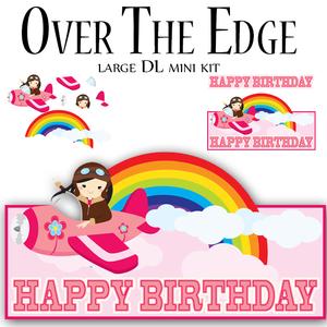 Pink Aeroplane Large Dl Mini Birthday Card Kit