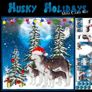 Husky Christmas Mini Card Kit