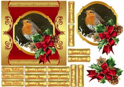 Robin Gold and Red Christmas Quick Card