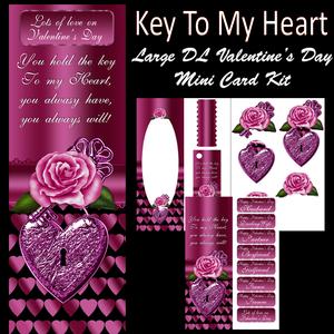 Large Dl Valentine's Card Mini Kit Key to My Heart
