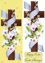 Easter Cross with Lilies Large Dl Card