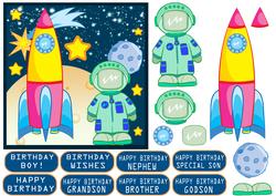 Spaceman Birthday Step by Step Card Sheet