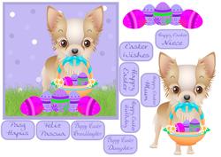 Easter with Little Chihuahua with Easter Basket and Eggs