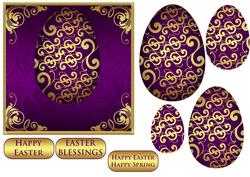 Stylish Easter Egg Card in Gold and Purple