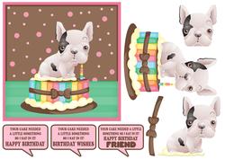 French Bulldog Sat in Cake Fun Birthday Topper
