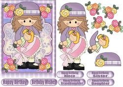 Little Patchwork Cutie Birthday 5x7 Quick Card