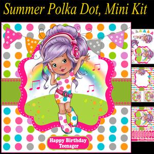 Summer Polka Dot Birthday Mini Card Kit