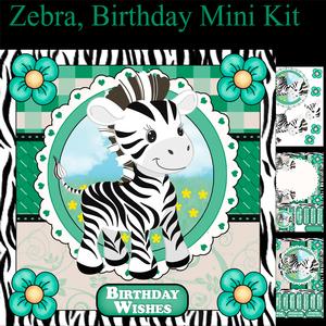 Zebra Birthday Mini Card Kit