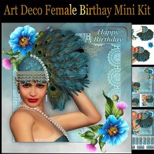 Peacock Art Deco Female, Birthay Mini Kit