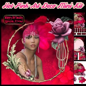 Hot Pink Art Deco Mini Card Kit