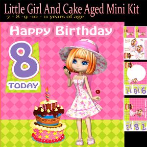 Cute Little Girl and Cake Mini Kit