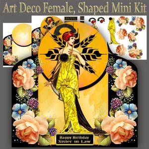 Art Deco Female, Shaped Mini Card Kit