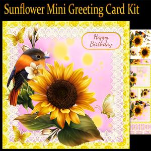 Sunflower Mini Greeting Card Kit with Bird
