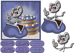 Fun Mouse and Cake Quick Birthday Card