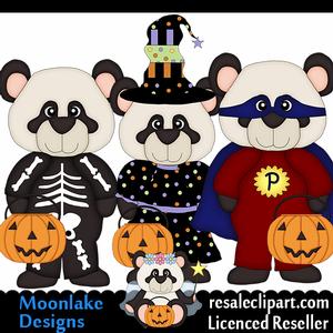 Halloween Panda Bears Clipart