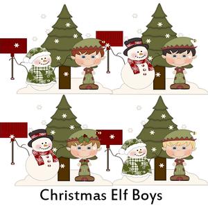 Christmas Elf Boys Clipart Set X4
