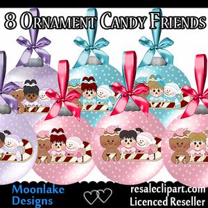 8 Christmas Candy Cane Palls Baubles
