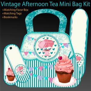 Tea and Cupcake, Vintage Design Handbag Kit