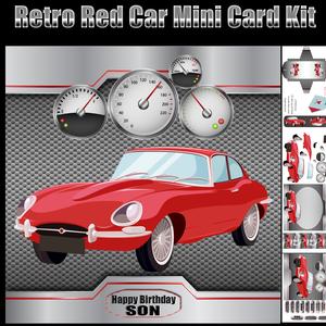 Birthday or Fathers Day Red Car Mini Card Kit