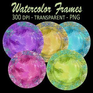 Watercolor Circular Frames Png 300dpi