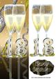 18th Birthday Card Front with Champagne Glasses