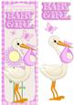 New Baby Girl Stork Large Dl Card