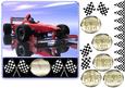 Red Racing Card on Reflective Background and Base