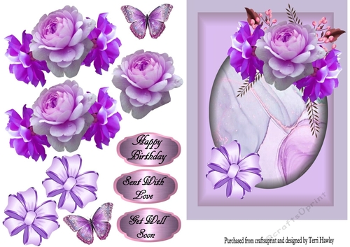 purple rose and ribbons