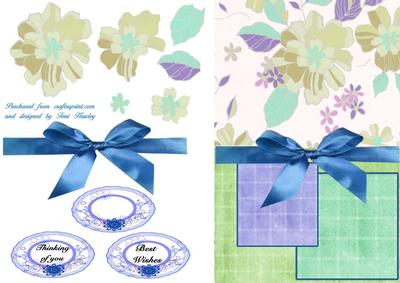 Flowers and Bows Blue