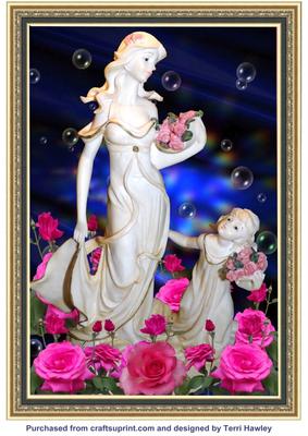 Lady and Child in a Rose Garden