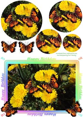 Golden Flowers and Butterflies