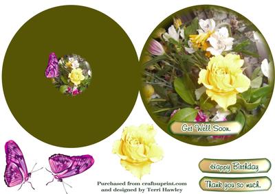 Get Well Soon Rose and Butterfly