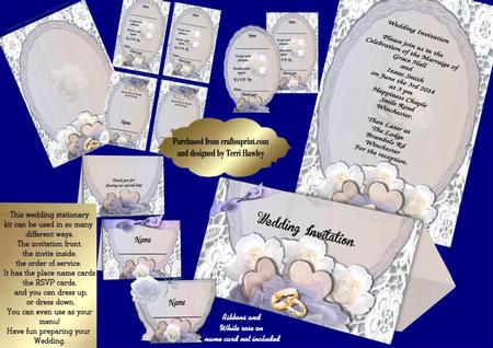 Blue with White Rose Wedding Stationary