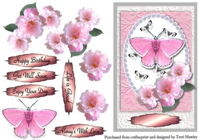 Pink Roses and Butterfly