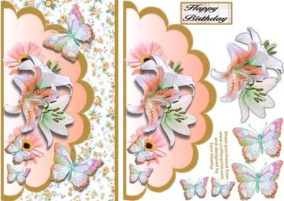 Apricot Lilies and Butterflies