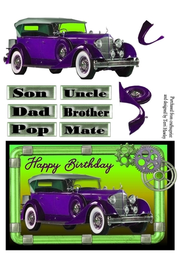 male purple car