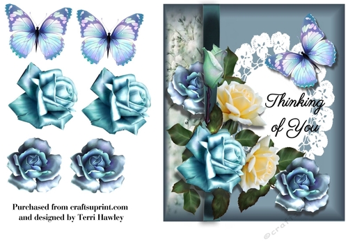 thinking of you with blue roses