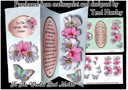 the worlds best mother with cosmos and butterflies
