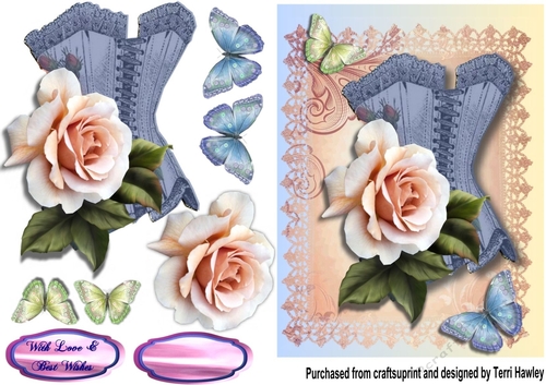 love and best wishes with corset and rose