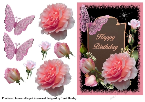 happy birthday pink roses