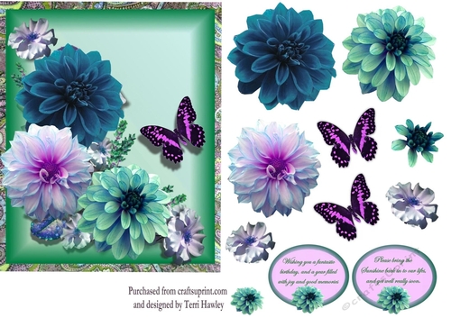 Dahlia greetings turquoise