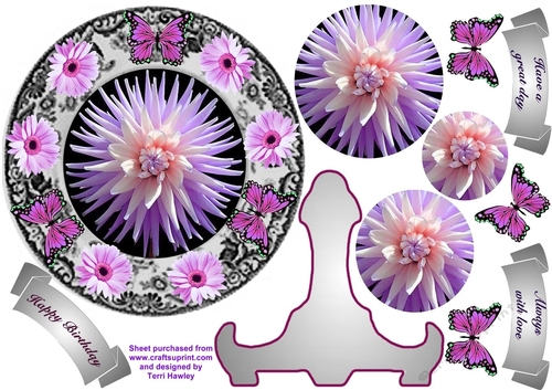 dahlia and daisy plate lilac